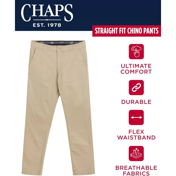 imageChaps Mens Pants  Straight Fit 5Pocket Comfort Stretch Chino Pants for Men  Mens Fashion Straight Leg Cotton ChinosHampton Khaki