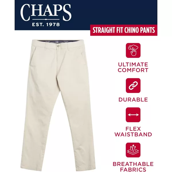 imageChaps Mens Pants  Straight Fit 5Pocket Comfort Stretch Chino Pants for Men  Mens Fashion Straight Leg Cotton ChinosStone