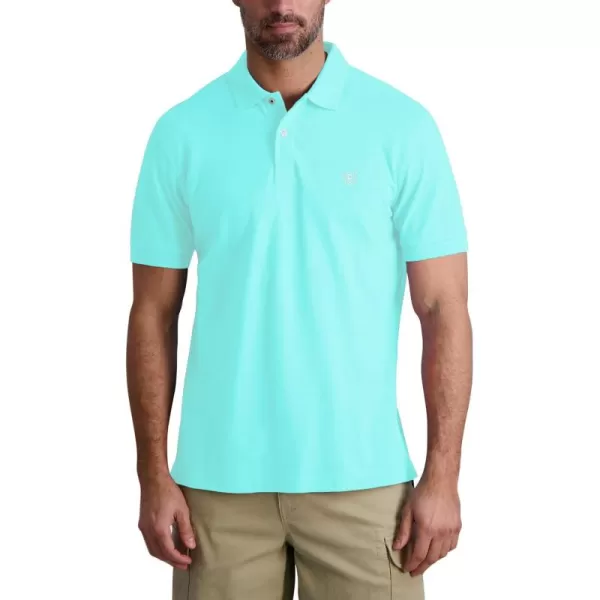 imageChaps Mens Polo Shirt  Classic Fit Cotton Collared Short Sleeve Mens Golf Shirts  Casual Work Shirts for Men S2XLPool Blue