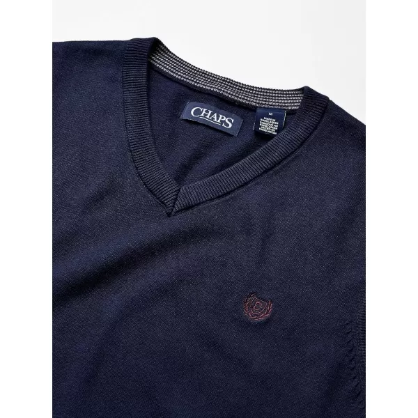 imageChaps Mens Cotton VNeck Sweater VestNewport Navy