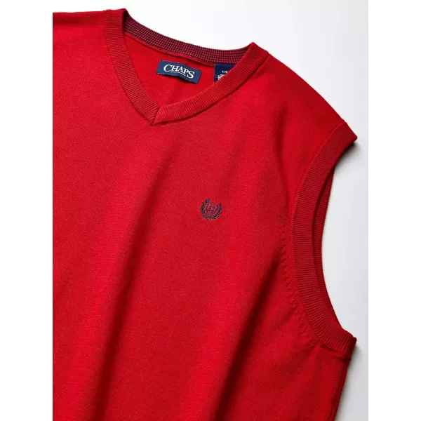 imageChaps Mens Cotton VNeck Sweater VestPark Avenue Red