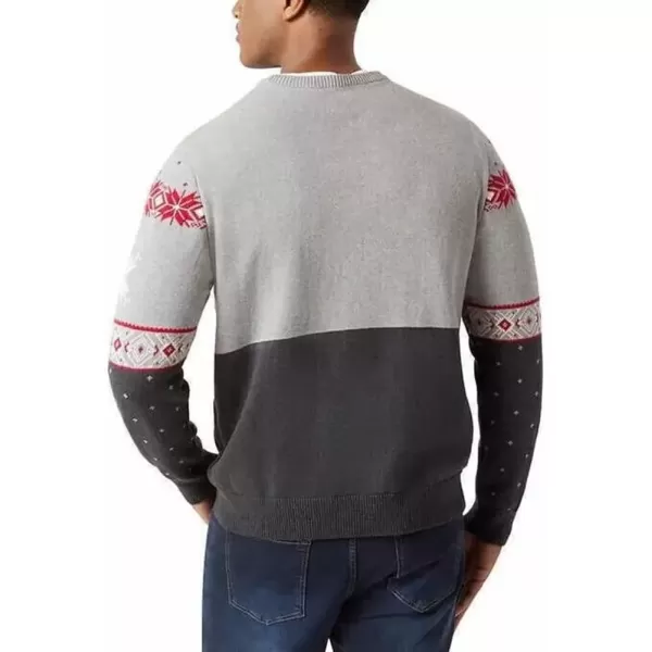 imageChaps Mens Crewneck Family Holiday Christmas Sweater US Alpha Large Regular Regular Gray