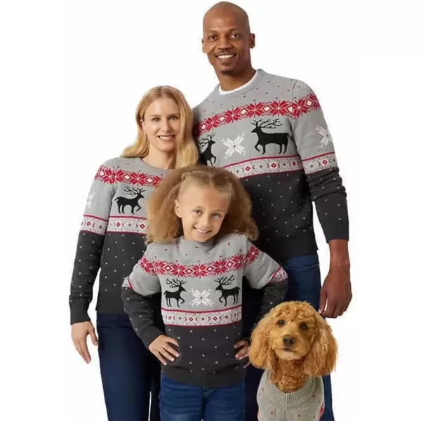 imageChaps Mens Crewneck Family Holiday Christmas Sweater US Alpha Large Regular Regular Gray