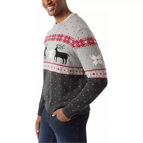 imageChaps Mens Crewneck Family Holiday Christmas Sweater US Alpha Small Regular Regular Gray
