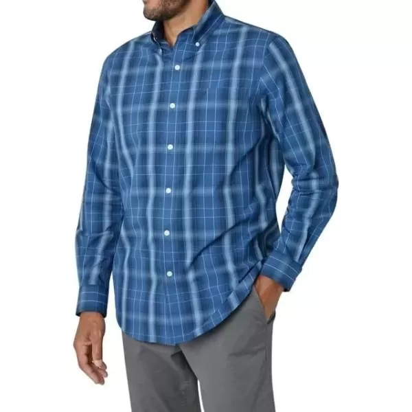 imageChaps Mens Button Down Shirt  Long Sleeve Collared Shirt for Men WrinkleResistant Sustainable XSXL XSmall Classic Blue