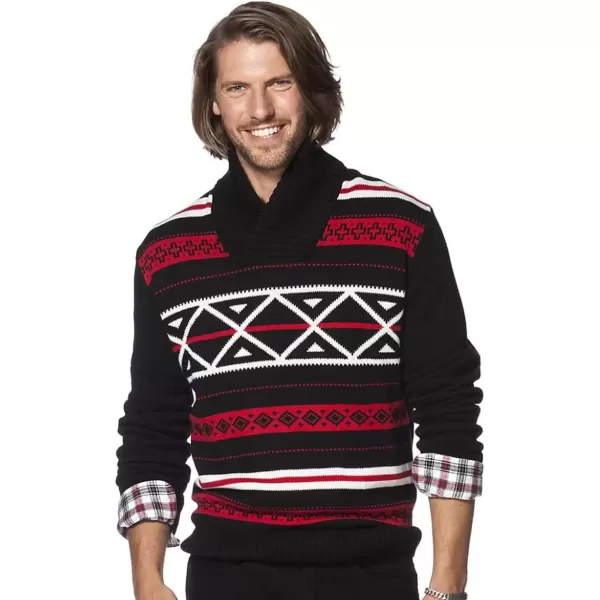 imageChaps Mens Classic Fit NordicInspired ShawlCollar Sweater American Black Small