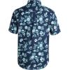 imageChaps Mens ButtonDown Shirt  Classic Woven Short Sleeve Formal Collared Shirt with Chest Pocket for Men Sizes SXXLNavy Peony