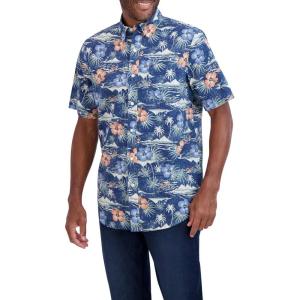 imageChaps Mens ButtonDown Shirt  Classic Woven Short Sleeve Formal Collared Shirt with Chest Pocket for Men Sizes SXXLNewport Navy