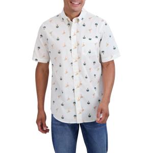 imageChaps Mens ButtonDown Shirt  Classic Woven Short Sleeve Formal Collared Shirt with Chest Pocket for Men Sizes SXXLWhite Sand