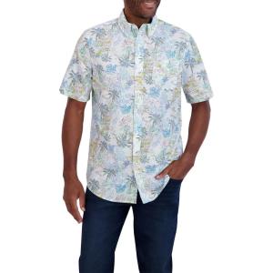 imageChaps Mens ButtonDown Shirt  Classic Woven Short Sleeve Formal Collared Shirt with Chest Pocket for Men Sizes SXXLWhite Stone