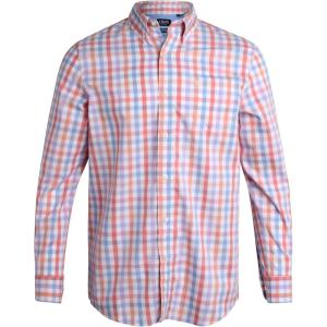 imageChaps Mens Long Sleeve ButtonDown Shirt  Classic Woven WrinkleResistant Formal Collared Shirt for Men Sizes SXXLBluePink Plaid