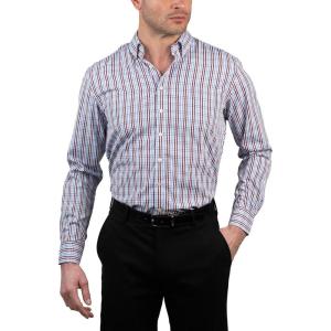 imageChaps Regular Fit Long Sleeve Button Down Dress Shirts for Men  Wrinkle Free Long Sleeve Shirt Mens FormalMaroon and Lt Blue Plaid