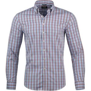 imageChaps Slim Fit Long Sleeve Button Down Dress Shirts for Men  Wrinkle Free Long Sleeve Shirt Mens FormalMaroon and Lt Blue  Plaid