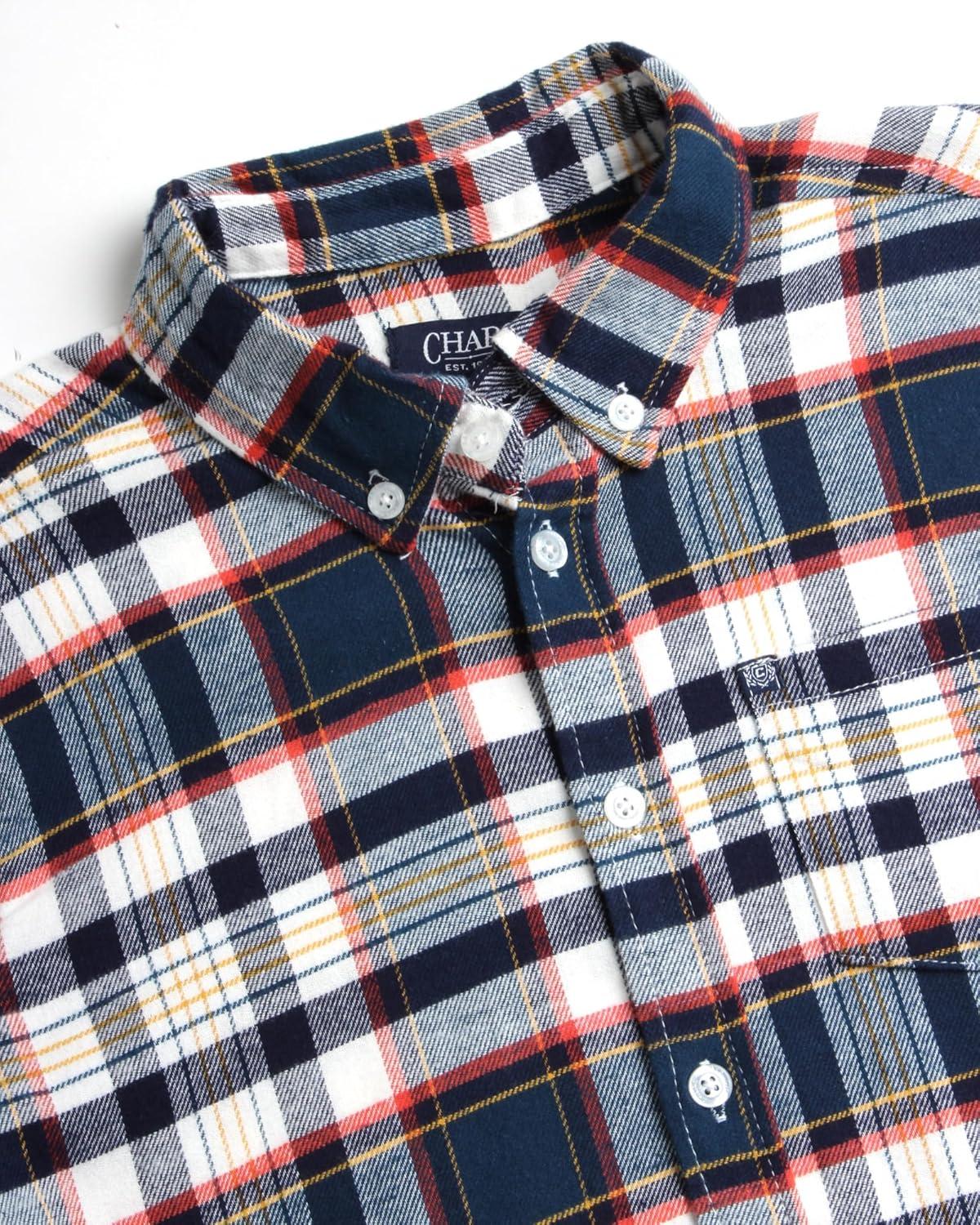 imageChaps Boys Shirt  Casual Long Sleeve Button Down Flannel Collared Shirt  Plaid Flannel Shirt for Boys SXLSailor Blue