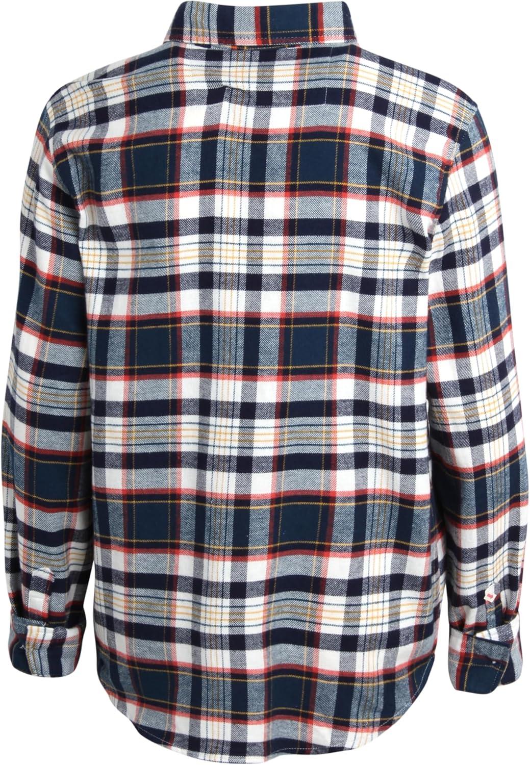 imageChaps Boys Shirt  Casual Long Sleeve Button Down Flannel Collared Shirt  Plaid Flannel Shirt for Boys SXLSailor Blue