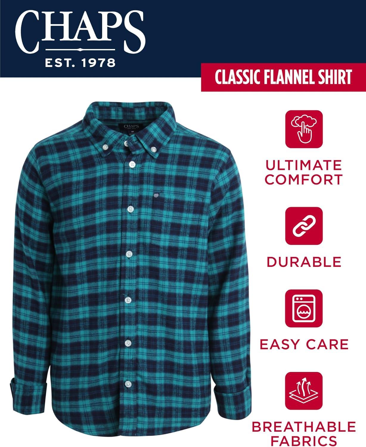 imageChaps Boys Shirt  Casual Long Sleeve Button Down Flannel Collared Shirt  Plaid Flannel Shirt for Boys SXLWaterdrop