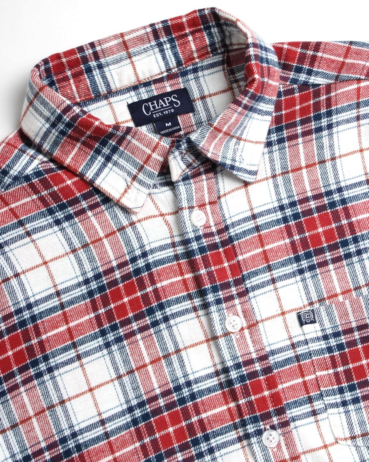 imageChaps Boys Shirt  Casual Long Sleeve Button Down Flannel Collared Shirt  Plaid Flannel Shirt for Boys SXLWhite Sand