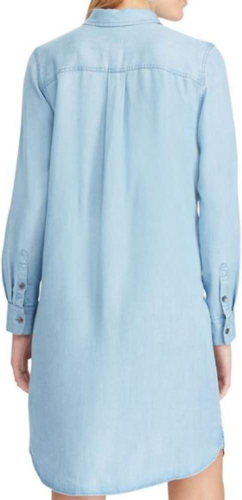imageChaps Women Soft Lyocell Denim Shirt Dress Blue M