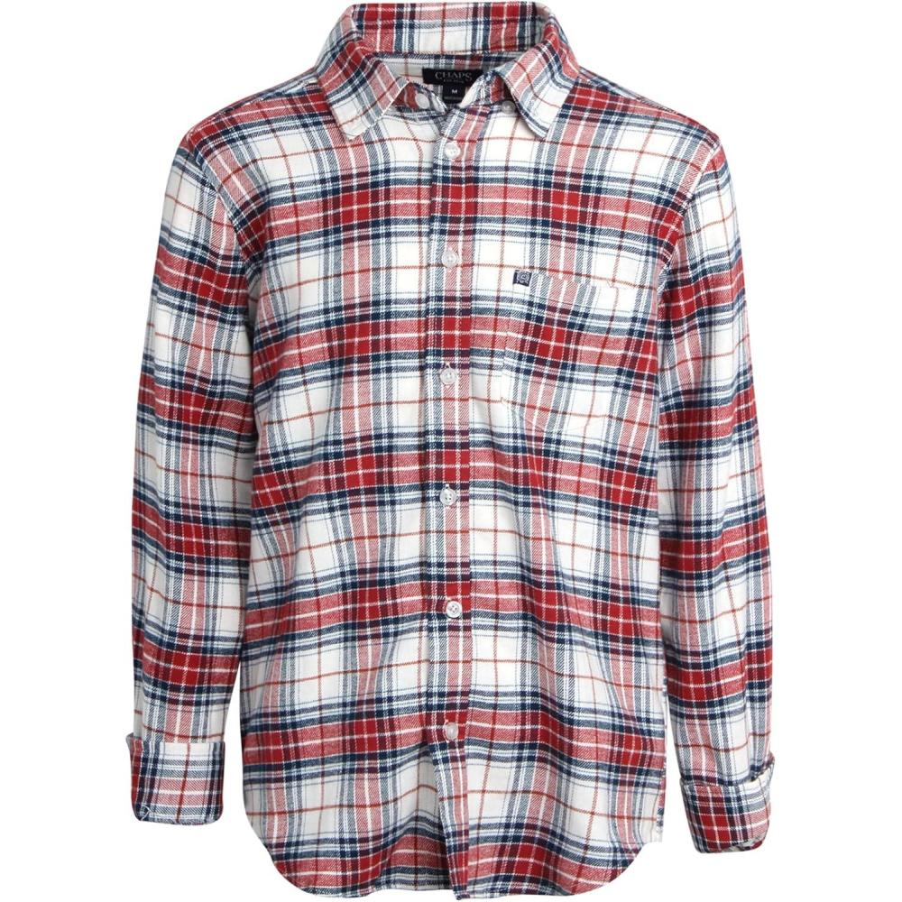 imageChaps Boys Shirt  Casual Long Sleeve Button Down Flannel Collared Shirt  Plaid Flannel Shirt for Boys SXLWhite Sand