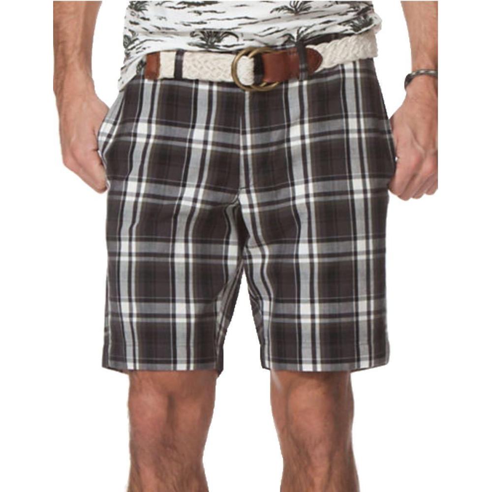 imageChaps by Ralph Lauren Mens Lead Table Poplin Flat Front Plaid Shorts 32 Black