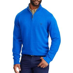 imageChaps Mens ClassicFit Cool Max Stretch QuarterZip Sweater Bright Imperial Blue Medium