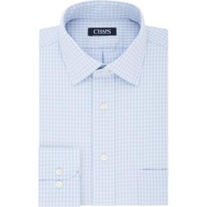 imageChaps Mens Dress Shirt Regular Fit Stretch Collar StripeBlue Ice