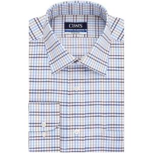 imageChaps Mens RegularFit Elite Performance Stretch Collar Plaid Dress Shirt Cornflower Blue Neck 15 Sleeve 3233