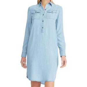 imageChaps Women Soft Lyocell Denim Shirt Dress Blue M