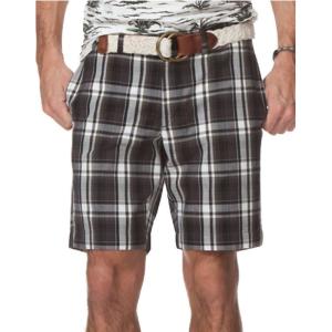 imageChaps by Ralph Lauren Mens Lead Table Poplin Flat Front Plaid Shorts 32 Black