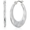 imageChaps Womens Silvertone Hammered Click Top Hoop Earrings 25mm