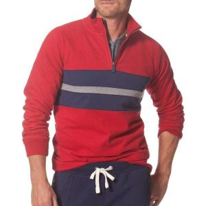 imageChaps Mens ChestStriped QuarterZip Sweatshirt Pullover Medium Chaps Red