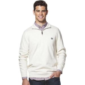 imageChaps Mens Classic Fit Cashmere Blend Quarter Zip Sweaters XXLarge Oatmeal Heather