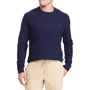 imageChaps Mens Pique Stitch Crew Neck Sweater Navy S