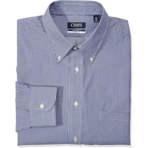 imageChaps Mens Dress Shirt Regular Fit Stretch CheckDeep Blue