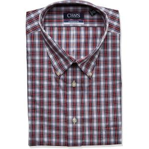imageChaps Mens Dress Shirt Regular Fit Stretch CheckFlame Red
