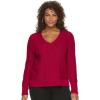 imageChaps Womens CableKnit VNeck Long Sleeve Sweater Medium Rich Red