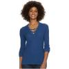 imageChaps Womens LaceUp Textured Sweater XLarge Blue Ridge