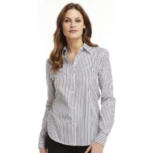 imageChaps Womens No Iron Button Front Long Sleeve Shirt Black WhiteBlack White