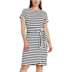 imageChaps Womens Short Sleeves Crewneck Knit DressBlackWhite