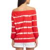 imageChaps Womens Petite TieDyed OffThe Shoulder Top Yacht RedWhite Petite Medium