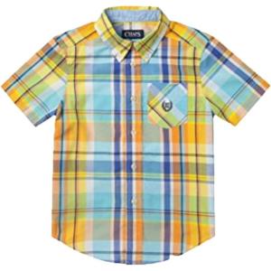 imageChaps Boys Plaid Woven Short Sleeve Button Down OrangeMulti