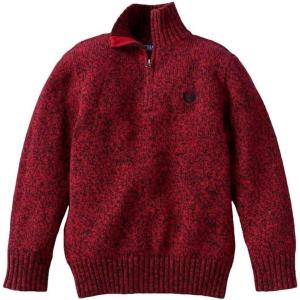 imageChaps Little Boys QuarterZip Mockneck Sweater Red TwistRed Twist
