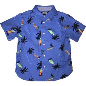 imageChaps Little Boys Tropical Surfboardl ButtonDown Short Sleeve Shirt 6 Scottsdale Blue