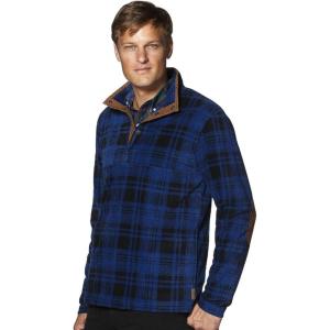 imageChaps Mens Big and Tall Classic Fit Plaid Microfleece Pullover Large Tall Blue