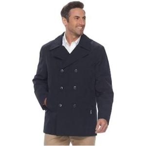 imageChaps Mens Classic Fit DoubleBreasted WoolBlend PeaCoat Charcoal 44 Long