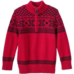 imageChaps QuarterZip Pullover Sweater Boys 48 4 RedBlack Fair Isle