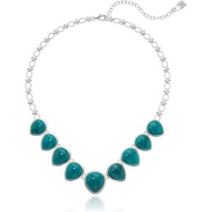 imageChaps Womens SilverTurquoise Teardrop Frontal Necklace  Adjustable