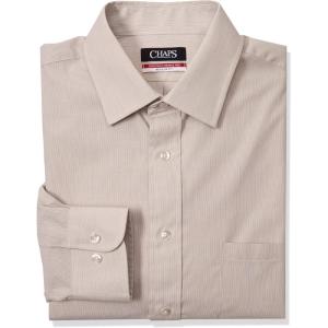 imageChaps Mens Dress Shirts Regular Fit Stripe Spread CollarWheat