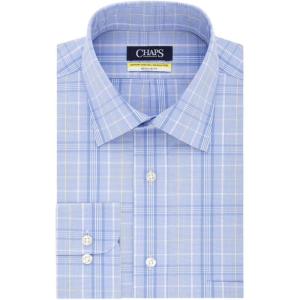 imageChaps Mens Elite Performance Regular Fit Comfort Stretch Spread Collar Dress Shirt Yellow Multi Neck 15 Sleeve 3233
