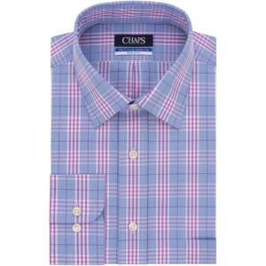 imageChaps Mens Elite Performance RegularFit Stretch Collar Dress Shirt Iris PlaidIris